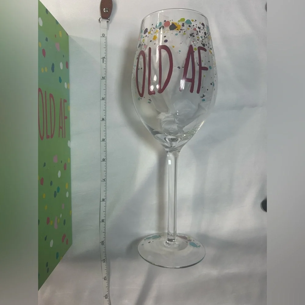 "Old AF" Fun Novelty Wine Glass with Gift Box - Picture 6 of 11